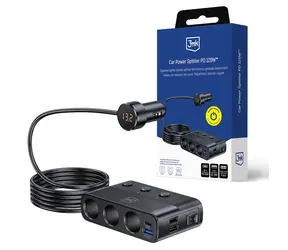 3mk Car Power Splitter 120W černá / Autonabíječka / PD / QC / PPS / USB 3xA+1xC / 3x rozšíření zapalovače 