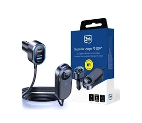 3mk Double Car Charger 135W černošedivá / autonabíječka / PD / QC / PPS / USB 2xA + 4xC 