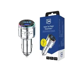 3mk Hyper Car Power Transmitter 48W stříbrná / Autonabíječka + FM vysílač / QC / PD / PPS / USB 1xC+1xA