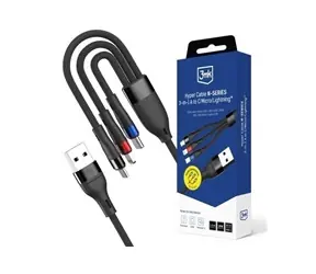 3mk Hyper kabel N-SERIES USB-A na USB-C/Lightning/Micro 1.2m 9V/2A 18W QC3.0 černá