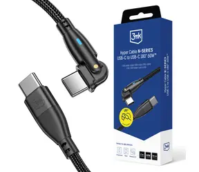 3mk Hyper kabel N-SERIES USB-C na USB-C 2m 20V/3A 60W černá / otočná