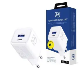 3mk Hyper Charger PD 33W GaN QC4+  bílá / nabíječka / USB 1xA+1xC 