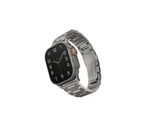 UNIQ Osta článkový ocelový řemínek pro Apple Watch 49/45/44/42 mm, Titanium (Silver)