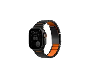 UNIQ Strova Flex řemínek pro Apple Watch 49/46/45/44 mm, Midnight black/Volt orange