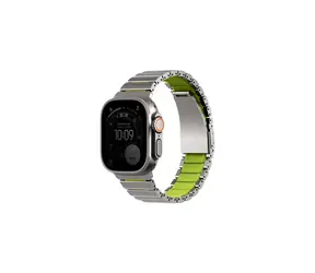 UNIQ Strova Flex řemínek pro Apple Watch 49/46/45/44 mm, Titanium silver/Lime green