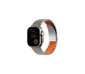 UNIQ Strova Flex řemínek pro Apple Watch 49/46/45/44 mm, Titanium silver/Volt orange