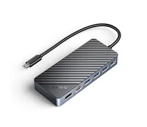 Orico OM28PR-G2 Dokovací stanice USB-C černá / 2x USB-C + 3x USB-A + 1x HDMI + 1x LAN