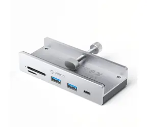 Orico MH5PC USB HUB s upínacím držákem stříbrná / 2x USB-A + 1x USB-C + SD/TF