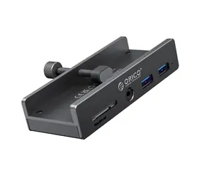 Orico MH5PMM USB HUB s upínacím držákem černá / 2x USB-A + SD/TF + 3.5mm jack