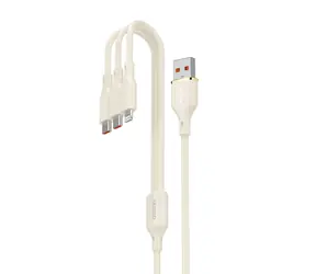 Dudao Datový kabel  L7SE 3v1 / USB-A / 2x USB-C / Lightning 66W / 1.2 m / béžová
