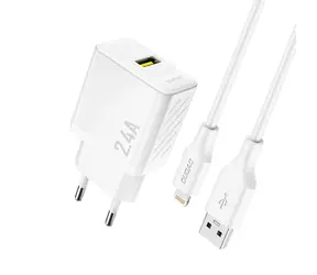 Dudao A23LEU síťová nabíječka s kabelem Lightning bílá / USB-A / 12W / 5V / 2.4A