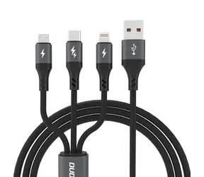 Dudao Datový kabel  L3E 3v1 / USB-C / MicroUSB / Lightning 60W / 1.2 m / černá