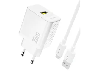 Dudao A27STEU síťová nabíječka s kabelem bílá / USB-A / USB-C / 25W