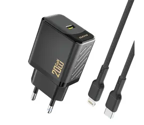Dudao A26LEU síťová nabíječka s kabelem Lightning černá / USB-C / 20W 