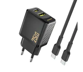 Dudao A26TCEU síťová nabíječka s kabelem černá / USB-A / USB-C / 25W