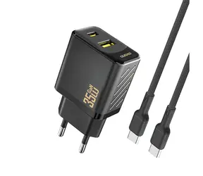 Dudao A27MaxCEU síťová nabíječka s kabelem černá / USB-A / USB-C / 35W