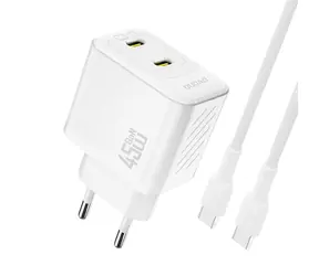 Dudao A28PCEU síťová nabíječka s kabelem bílá / 2x USB-C / 45W