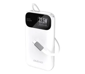 Dudao K31 10000mAh bílá / Powerbanka / s vestavěným kabelem / 22.5W