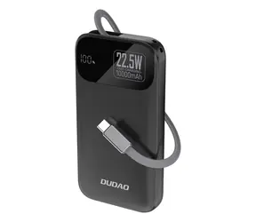Dudao K31 10000mAh černá / Powerbanka / s vestavěným kabelem / 22.5W
