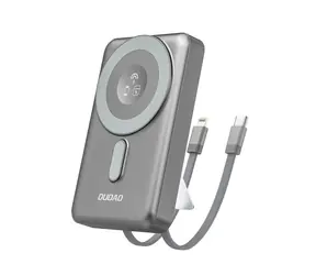 Dudao K29 10000mAh šedá / Powerbanka / MagSafe s pouzdrem,stojánkem a vestavěnými kabely USB-C / Lightning / 20W