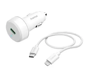 Hama sada USB nabíječka do auta USB-C 20W + USB-C - Lightning 1m