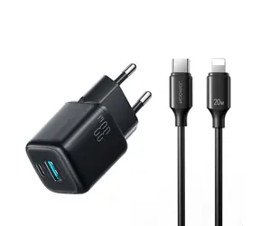 Joyroom JR-TG7 síťová nabíječka s USB-C - USB-C 1m 30W kabelem černá / USB-C + USB-A / 33W