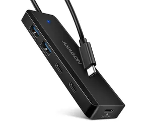 AXAGON HUE-C2C, 4× USB 5Gbps TRAVEL hub, 2× USB-A + 2× USB-C, USB-C napájení, kabel USB-C 19cm