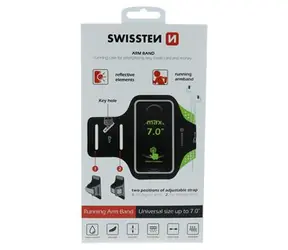 Rozbaleno - SWISSTEN ARMBAG CASE pouzdro pro 7" černá / Obvod paže: až 38cm / rozbaleno
