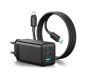 Joyroom JR-TG10 Síťová nabíječka černá / 2x USB-C + 1x USB-A / USB-C - USB-C 1.2m černý kabel / 65W 