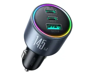 Joyroom JR-CCN07 černá / Nabíječka do auta / 145W / 1x USB-A / 2x USB-C / USB-C - USB-C kabel 100W