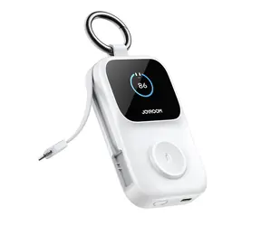 Joyroom JR-W19 bílá / Powerbanka / 5000 mAh / 1x USB-C / 1x Lightning + 1x USB-C kabel / bezdrátové nabíjení 