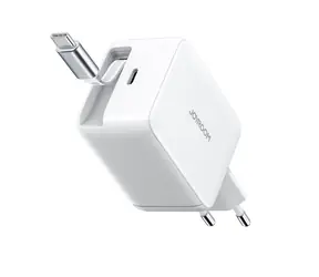 Joyroom JR-TCL06 Síťová nabíječka bílá / 1x USB-C / 1x USB-C zatahovací kabel / 67W 