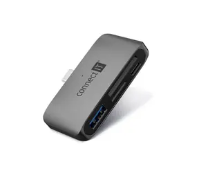 CONNECT IT CompactPRO Externí USB-C hub + čtečka karet antracitová / USB-C + USB-A 3.0 / SD + microSD