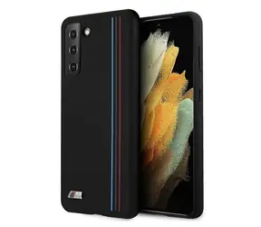 BMW Silikonový zadní kryt Stripes z kolekce M pro Samsung Galaxy S21+ černá