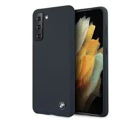 BMW Silikonový zadní kryt Signature pro Samsung Galaxy S21+ tmavá modrá