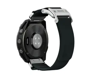 Aulumu C11 Mag-Buckle Slim Řemínek pro Garmin Watch (QuickFit 26mm), stříbrná přezka, černý řemínek