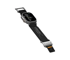 Aulumu A11 Mag Buckle Slim řemínek pro Apple Watch, stříbrná spona, černý pásek
