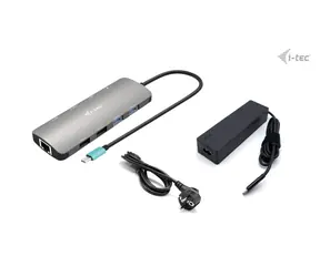 i-tec USB-C Metal Nano Dock 100W + nabíječka / dokovací stanice / 2x HDMI / 1xUSB-C & 2x USB3.0 & 2x USB 2.0 / LAN