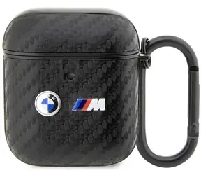 BMW Kryt s dvojitým kovovým logem Carbon pro AirPods 1/2 černá
