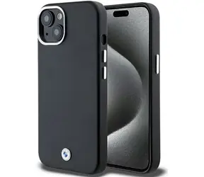 BMW Zadní kryt Signature Wrapped MagSafe pro iPhone 15 Plus / 14 Plus kovový černá