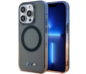 BMW Zadní kryt Gradient Bumber MagSafe pro iPhone 14 Pro 6,1 šedá