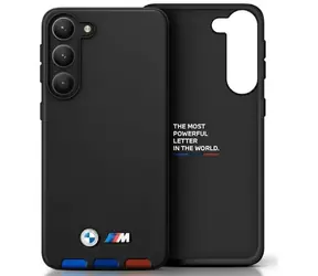BMW Zadní kryt kožený razítkový Tricolor pro Samsung Galaxy A54 černá