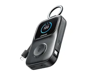 Rozbaleno - Joyroom JR-W19 černá / Powerbanka / 5000 mAh / 1x USB-C/1x Lightning + 1x USB-C kabel/bezdrátové nabíjení  / rozbaleno