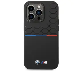 BMW Zadní kryt silikonový se vzorem pro iPhone 15 Pro černá
