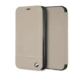 BMW Pouzdro typu kniha s logem pro iPhone Xr béžová