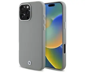 BMW Zadní kryt kovový s logem pro iPhone 16 Pro Max šedá