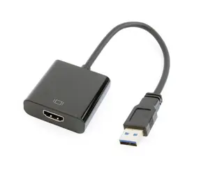 Rozbaleno - Gembird adaptér USB 3.0 A (M) na HDMI (F) / audio+video / kabel 15cm / 1080p60Hz / černá / rozbaleno