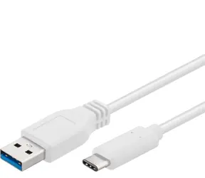 Rozbaleno - PremiumCord propojovací USB 3.0 kabel s konektory USB-C - USB-A bílý 1m / rozbaleno