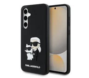 Rozbaleno - Karl Lagerfeld 3D Rubber Karl and Choupette Zadní Kryt pro Samsung Galaxy S24 FE Black / rozbaleno