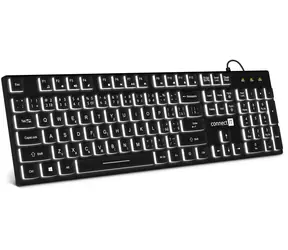 Rozbaleno - CONNECT IT Chocolate WhiteStar černá / Kancelářská klávesnice / podsvícená / CZ layout / USB / 1.5m  / rozbaleno